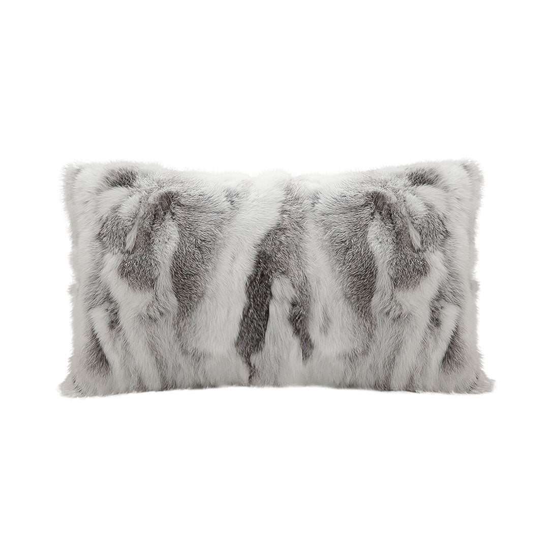 SOGA 30x50cm Luxury Faux Fur Pillowcase (Gray/White)