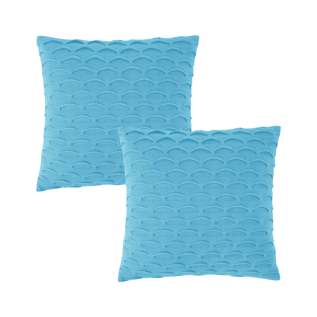 SOGA 2X 45cm Soft Mint Scalloped Wave Pillowcase – Elegant Textured Cushion Covers for Modern Home Décor