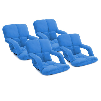 SOGA 4X Foldable Lounge Cushion Adjustable Floor Lazy Recliner Chair with Armrest Blue