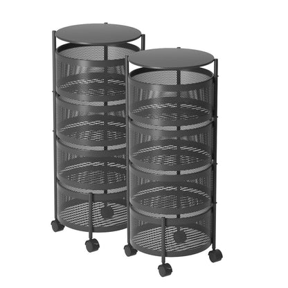 SOGA 2X 4 Tier Steel Round Rotating Kitchen Cart Multi-Functional Shelves Portable Storage Organizer with Wheels