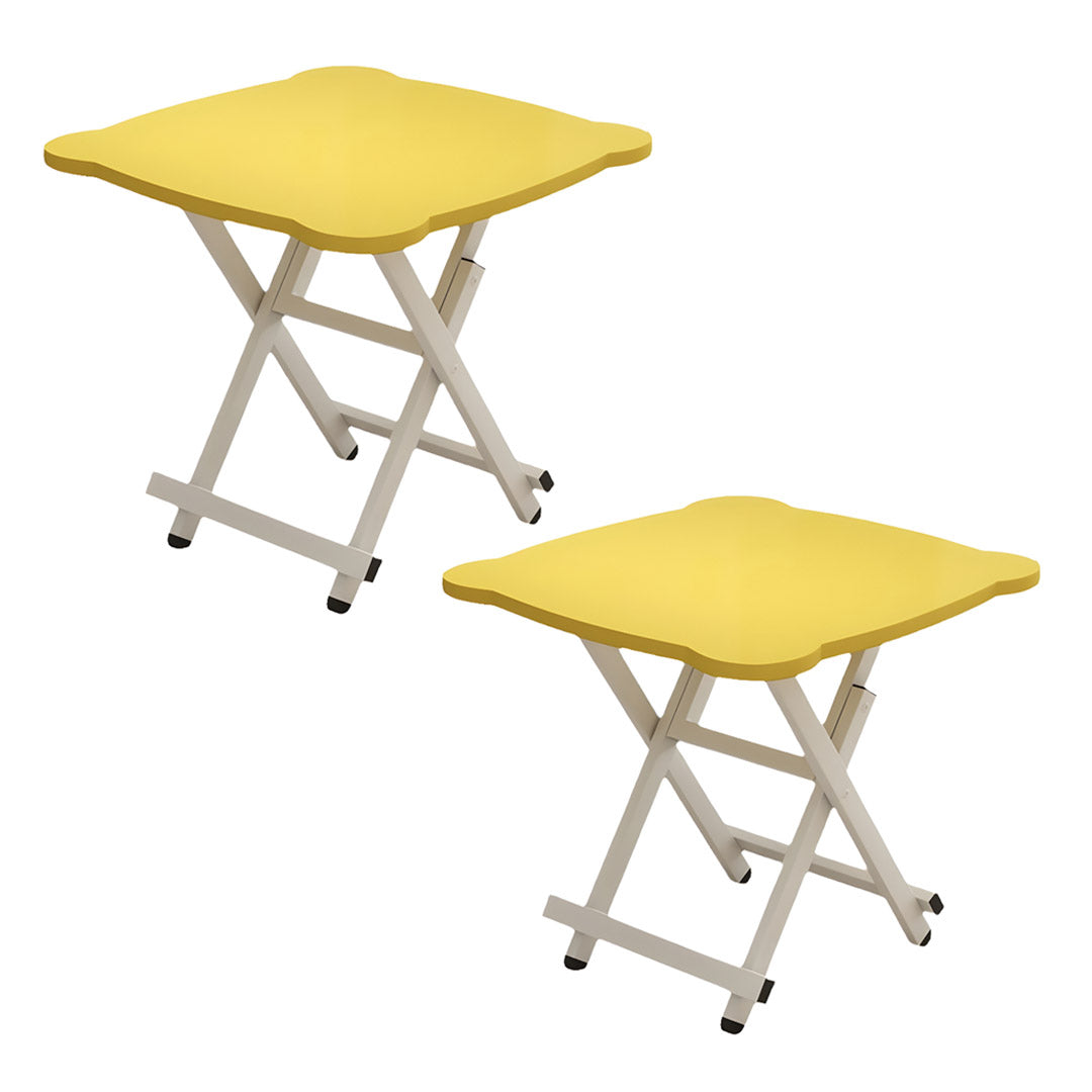 SOGA 2X Yellow Minimalist Cat Ear Folding Table Indoor Outdoor Portable Stall Desk Home Decor