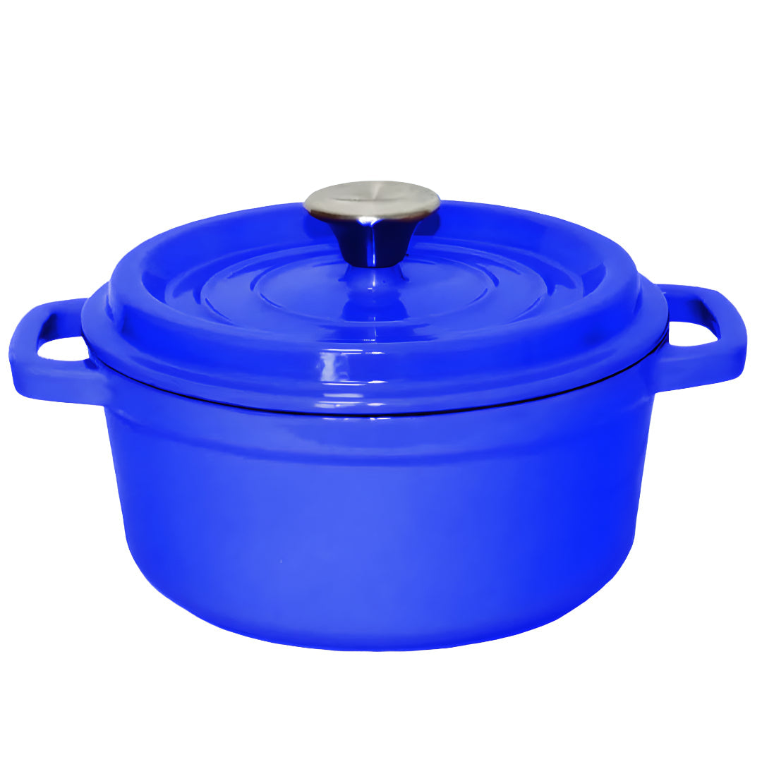 SOGA Cast Iron Enamel Porcelain Stewpot Casserole Stew Cooking Pot With Lid 3.6L Blue 24cm