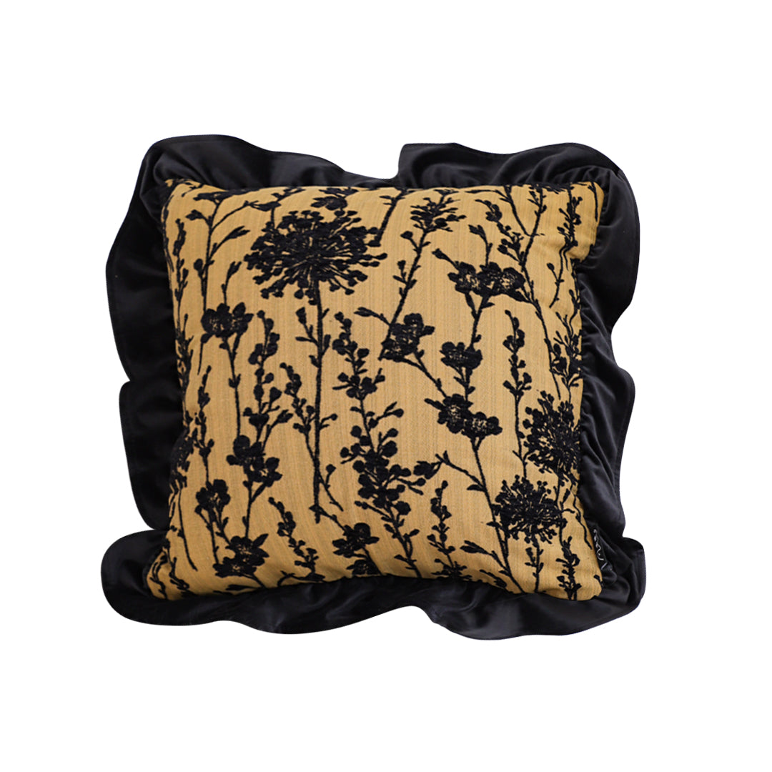 SOGA 45cm Elegant Black & Gold Floral Velvet Pillowcase