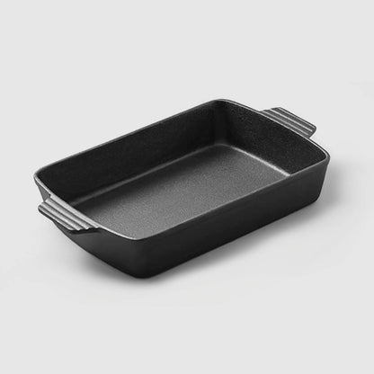 SOGA 33cm Cast Iron Rectangle Bread Cake Baking Dish Lasagna Roasting Pan