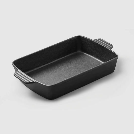 SOGA 33cm Cast Iron Rectangle Bread Cake Baking Dish Lasagna Roasting Pan