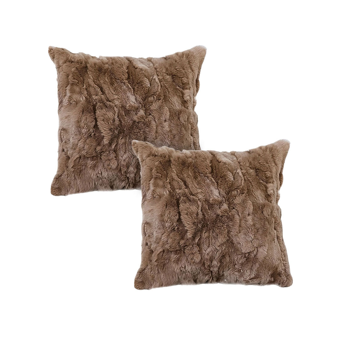SOGA 2X 45cm  LuxeFur Plush Brown Pillowcase