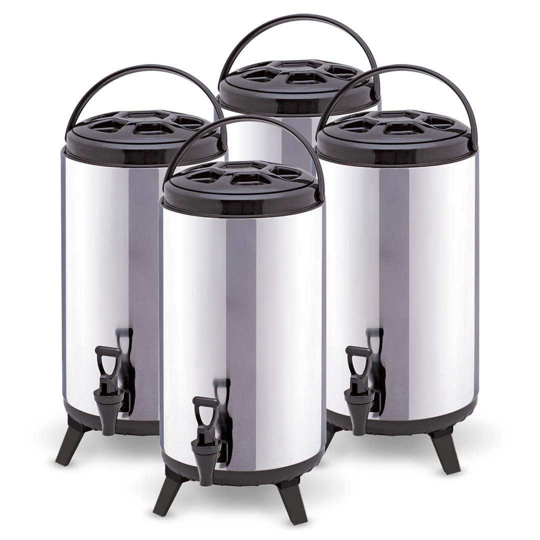 SOGA 4-Pack 10L Portable Insulated Brew Pots with Dispenser – Hot & Cold Coffee, Tea, Beer Barrel