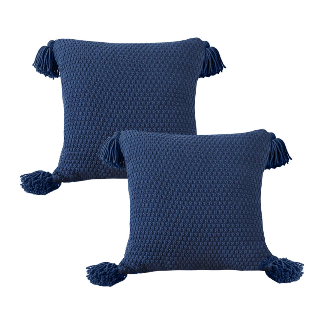SOGA 2-Pack 50cm Chunky Knit Pillowcases (Navy Blue) – Cozy Textured Cushion Covers for Sofa, Bed & Home Décor