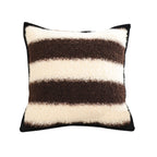 SOGA 45cm Cozy Brown & Cream Striped Bouclé Square Pillowcase