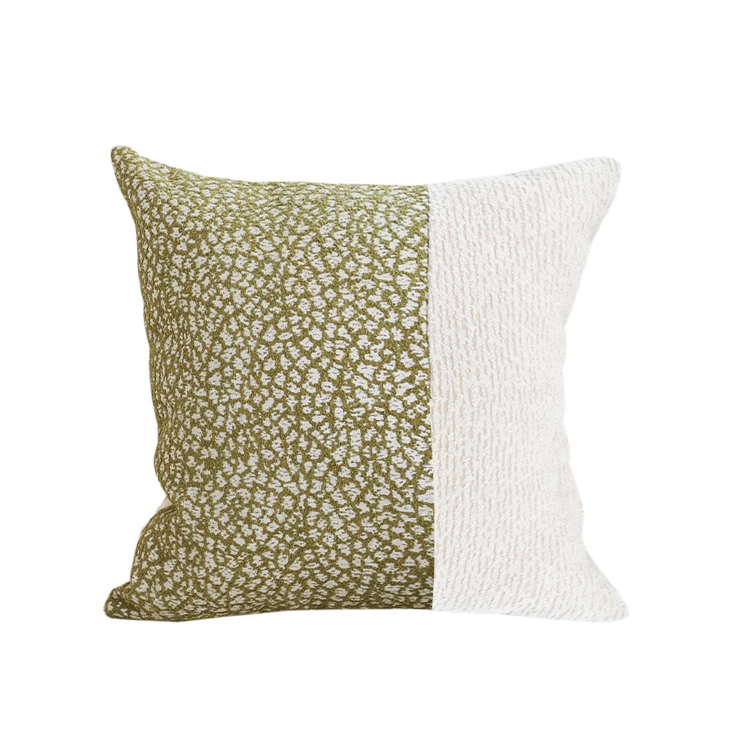 SOGA 45cm Elegant Textured Pillowcase – Modern Green & Cream Accent