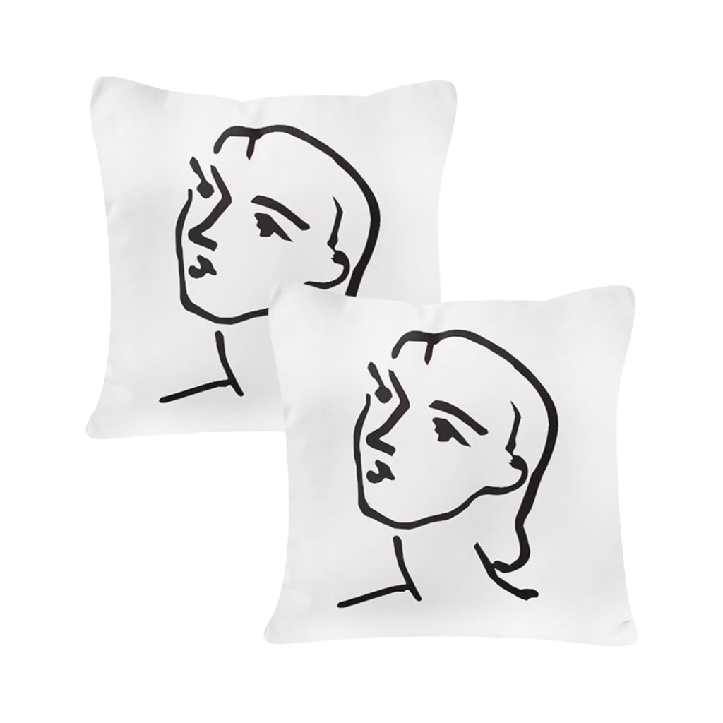 SOGA 2-Pack 45cm Abstract Portrait Pillowcases – Artistic Decorative Cushion Covers for Sofa, Bed & Home Décor