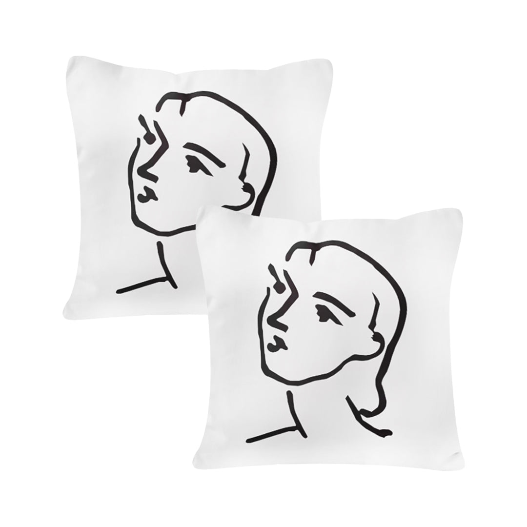 SOGA 2-Pack 45cm Abstract Portrait Pillowcases – Artistic Decorative Cushion Covers for Sofa, Bed & Home Décor