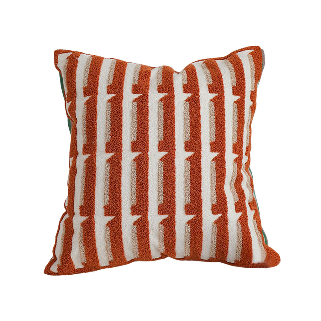 SOGA 45cm Rust Orange & Off-White Striped Polyester Decorative Pillowcase
