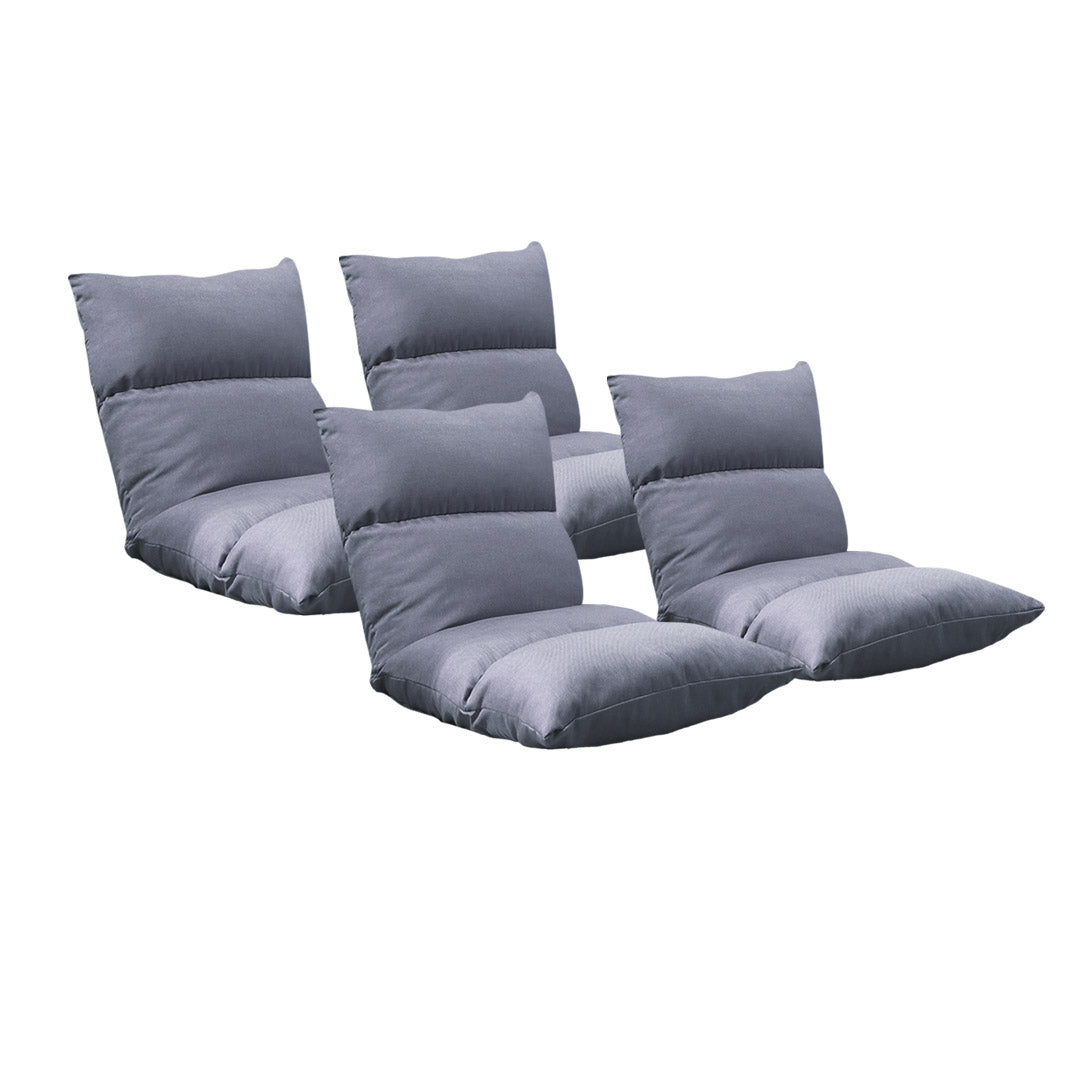 SOGA 4X Lounge Floor Recliner Adjustable Lazy Sofa Bed Folding Game Chair Grey