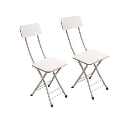 SOGA White Foldable Chair Space Saving Lightweight Portable Stylish Seat Home Decor Set of 2