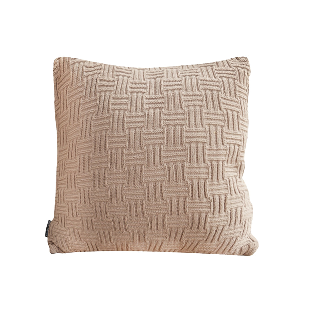 SOGA 45cm Woven Grid Knit Decorative Pillowcase - Taupe Beige