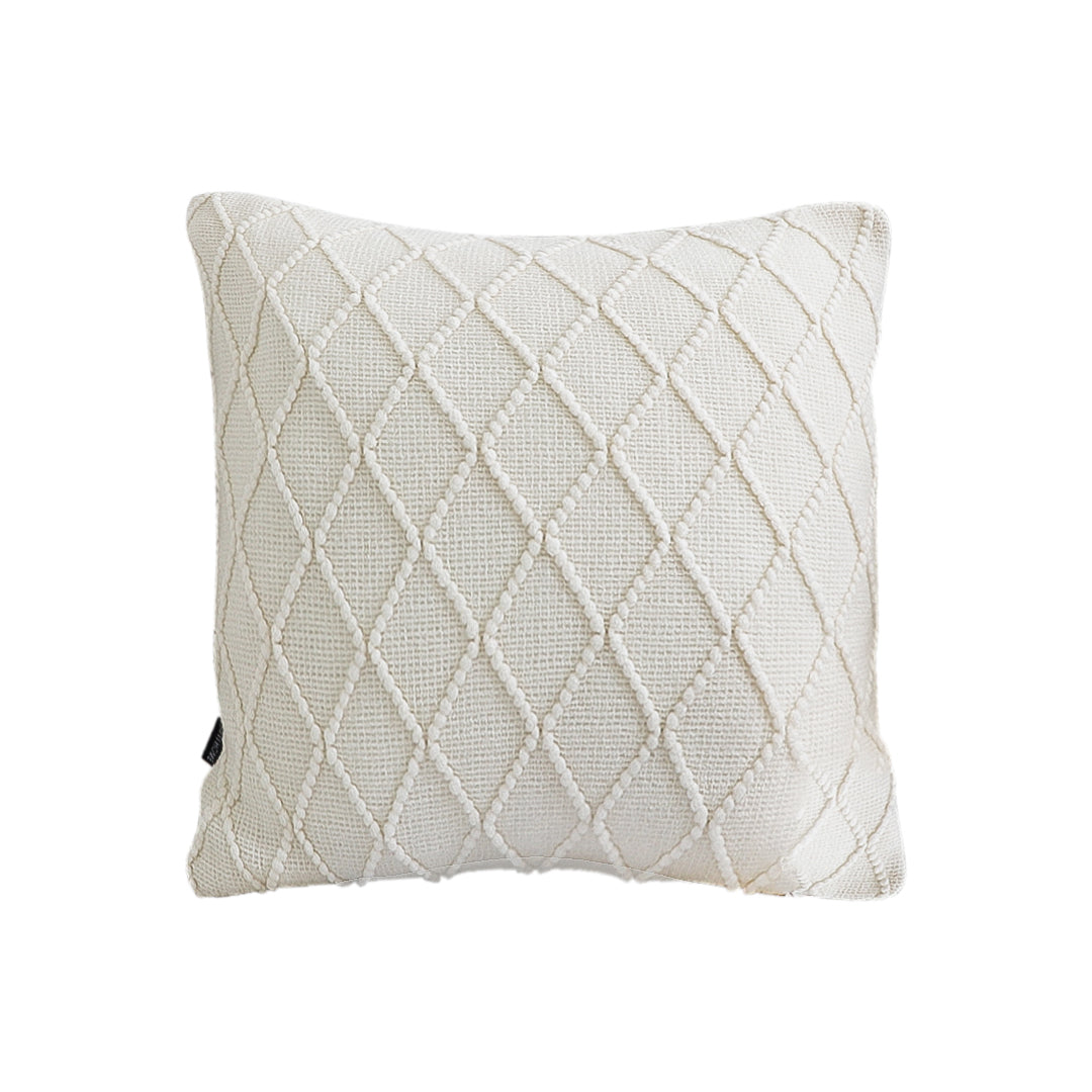 SOGA 45cm Cream Cable Knit Diamond Pattern Pillow Cover