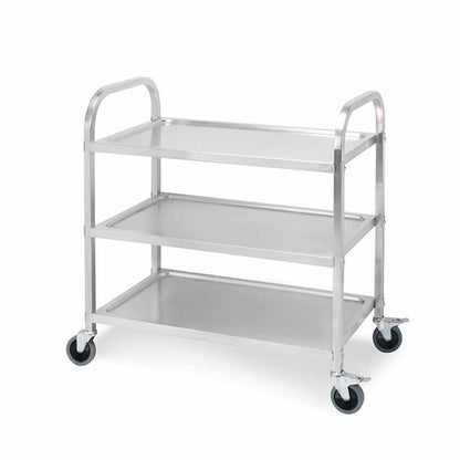 SOGA 3 Tier Stainless Steel Kitchen Dinning Food Cart Trolley Utility Size 85x45x90cm Medium