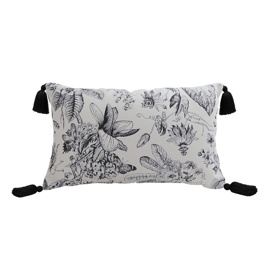 SOGA 30x50cm Chic Botanical Bliss Rectangular Pillowcase with Tassel Accents