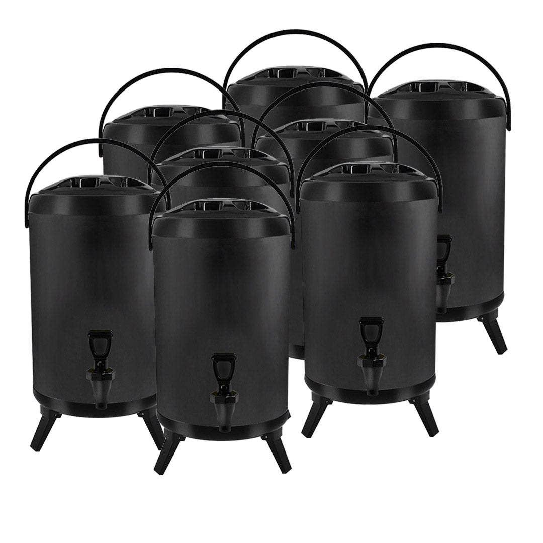 SOGA 8x 3.7 Gal Stainless Steel Insulated Milk Tea Barrel Hot and Cold Beverage Dispenser Container with Faucet Black