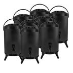 SOGA 8x 3.7 Gal Stainless Steel Insulated Milk Tea Barrel Hot and Cold Beverage Dispenser Container with Faucet Black