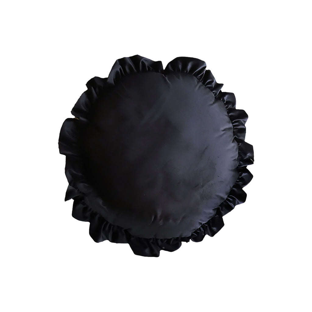 SOGA 45cm Black Vintage Lotus Edge Round Pillowcase – Butterfly Accent