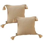 SOGA 2X 50cm Chunky Knit Decorative Pillow Covers with Tassels – Warm Beige