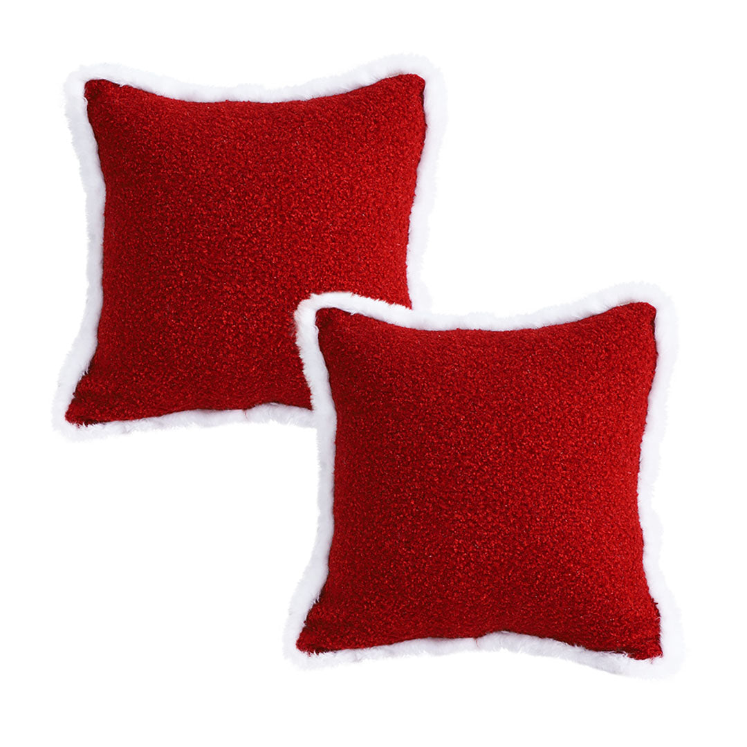 SOGA 2X 45cm Plush Crimson Red Square Pillow Cover
