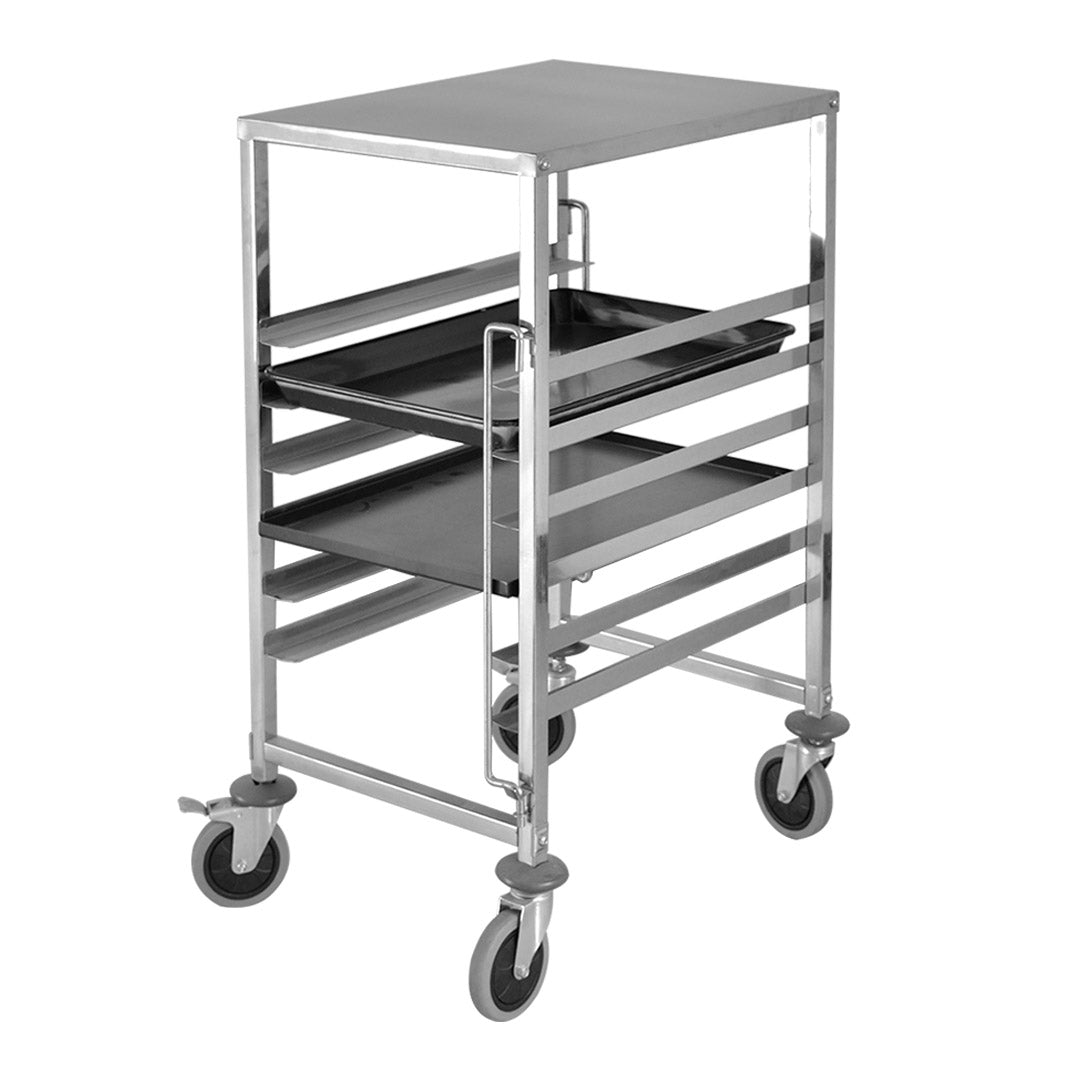 SOGA Gastronorm Trolley 7 Tier Stainless Steel Bakery Trolley Suits 60x40cm Tray with Working Surface