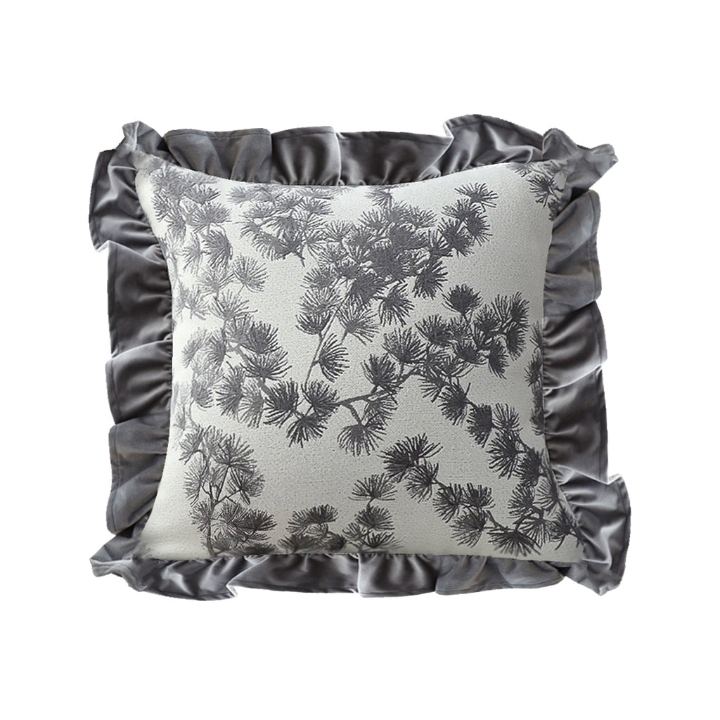 SOGA 45cm Gray Floral with Ruffle Trim