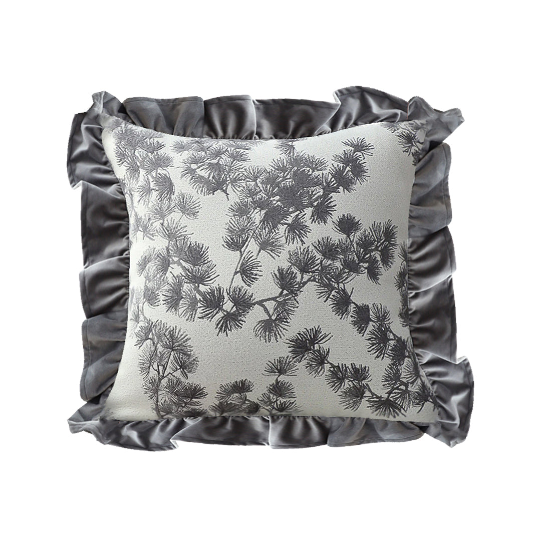 SOGA 45cm Gray Floral with Ruffle Trim