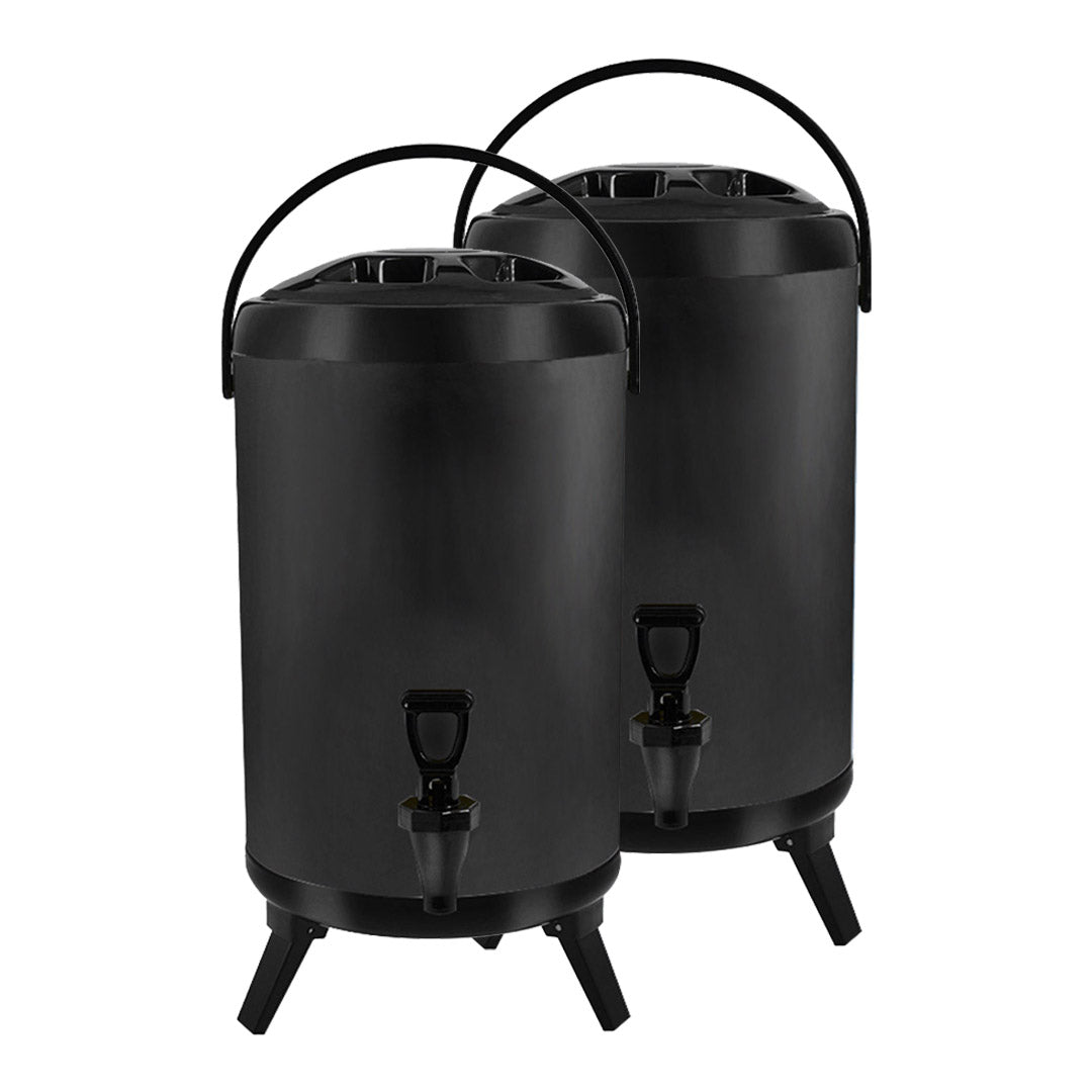SOGA 2X 4.8 Gal Stainless Steel Insulated Milk Tea Barrel Hot and Cold Beverage Dispenser Container with Faucet Black