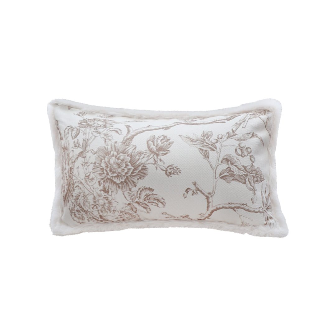 SOGA 30x50cm Taupe Floral Embroidered Pillowcase