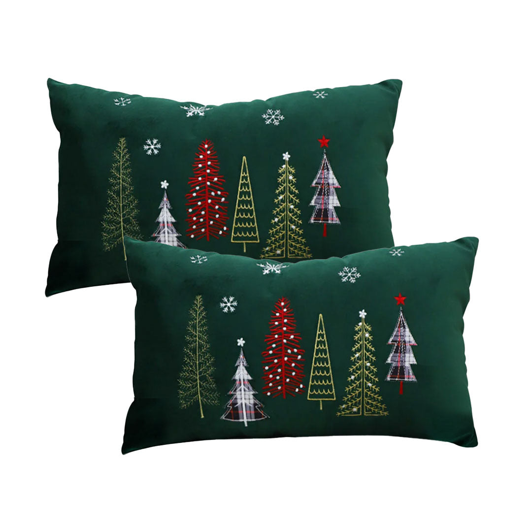 SOGA 2X 30x50cm Christmas Tree Pillowcase (Green)
