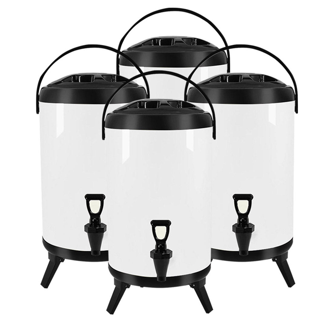 SOGA 4X 4.8 Gal Stainless Steel Insulated Milk Tea Barrel Hot and Cold Beverage Dispenser Container with Faucet White
