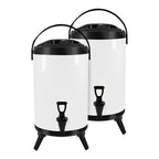 SOGA 2X 3.7 Gal Stainless Steel Insulated Milk Tea Barrel Hot and Cold Beverage Dispenser Container with Faucet White