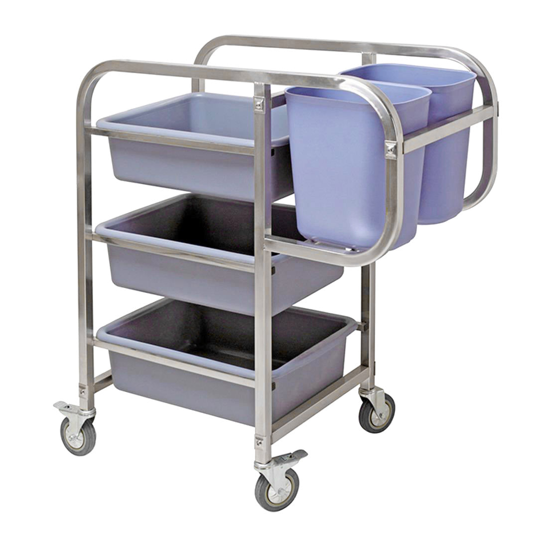 SOGA 3 Tier Food Trolley Food Waste Cart Five Buckets Kitchen Food Utility 82x43x92cm Square