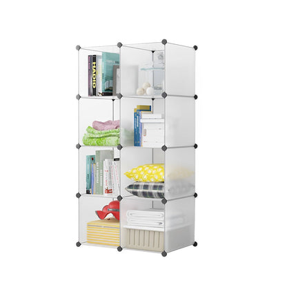 SOGA 8-Cube Transparent Shelf Box Portable Cubby DIY Storage Shelves Modular Closet Organiser