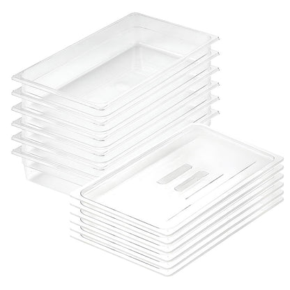 SOGA 100mm Clear Gastronorm GN Pan 1/1 Food Tray Storage Bundle of 6 with Lid