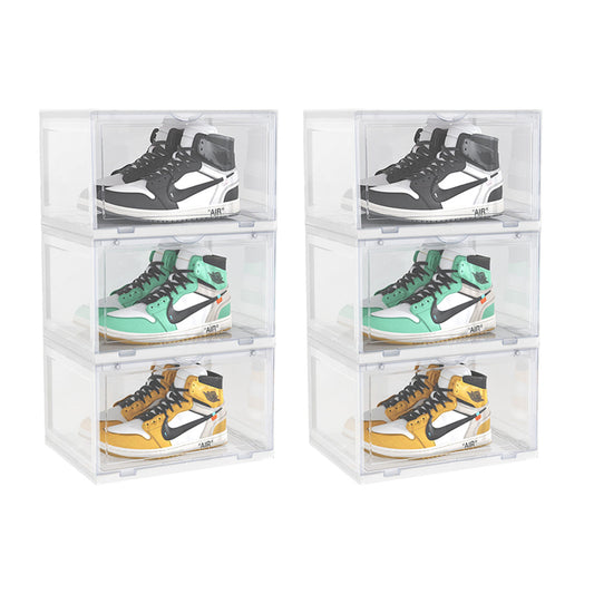 SOGA 2X 3 Tier Transparent Portable Shoe Organiser Sneaker Footwear Folding Plastic Bin Stackable Storage Box with Magnetic Door