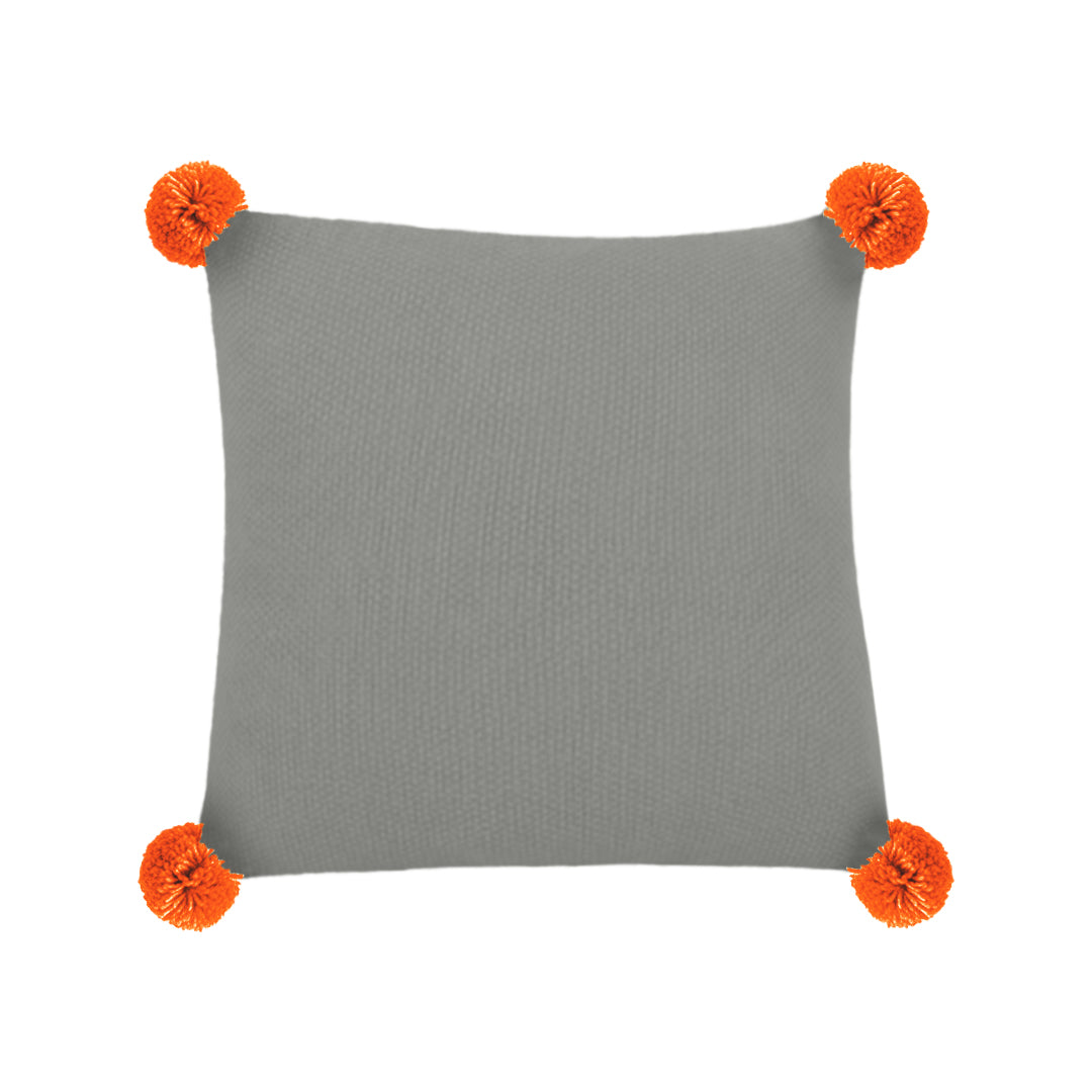 SOGA 45cm Ribbed Knit Pillowcase with Pom-Poms (Light Gray)