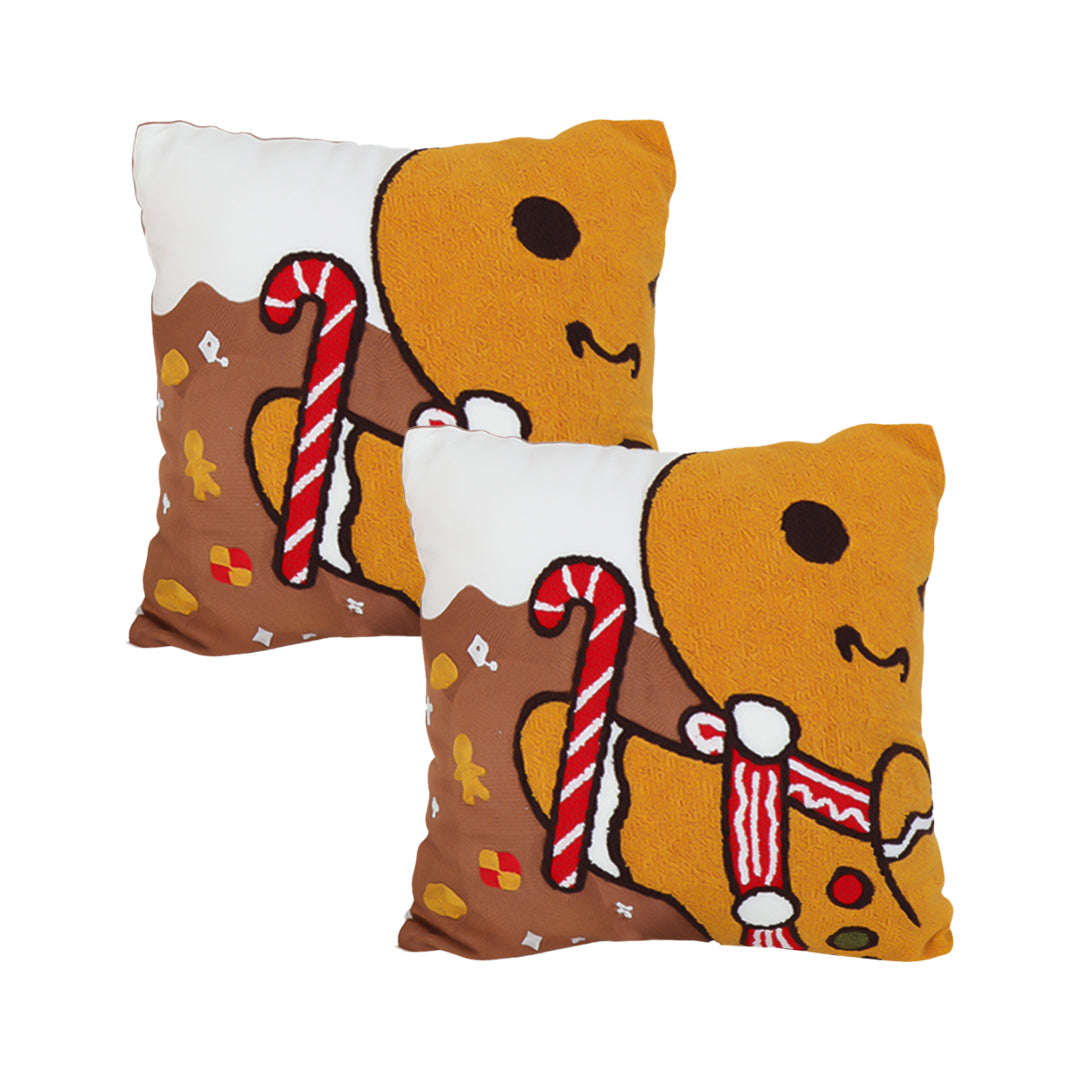 SOGA 2X 45cm Whimsical Gingerbread Man Christmas Pillowcase