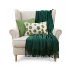 SOGA 3PC Cozy Home Set – Green Diamond Knit Throw Blanket with Decorative Pillow Covers (Weave & Bloom Design)