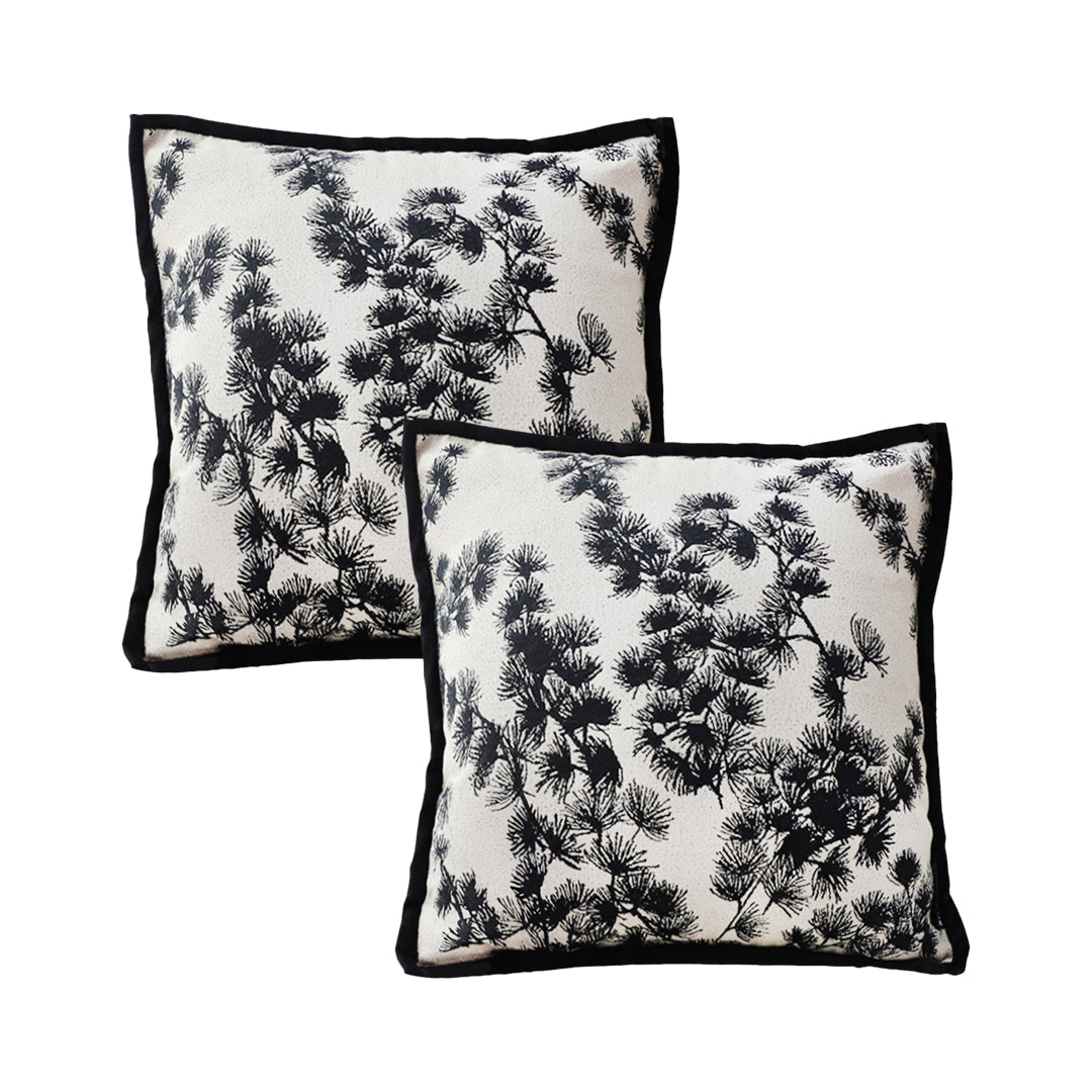 SOGA 2X 45cm Black Floral Pillowcase