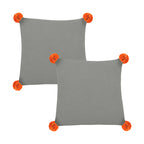 SOGA 2X 45cm Ribbed Knit Decorative Pillow Covers with Pom-Poms – Light Gray