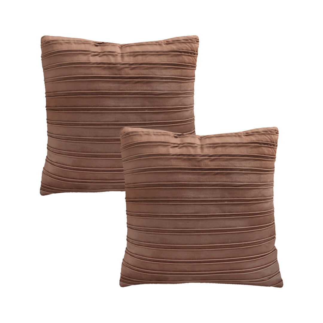 SOGA 2X 45cm Rust Leather-Look Pleated Pillowcase