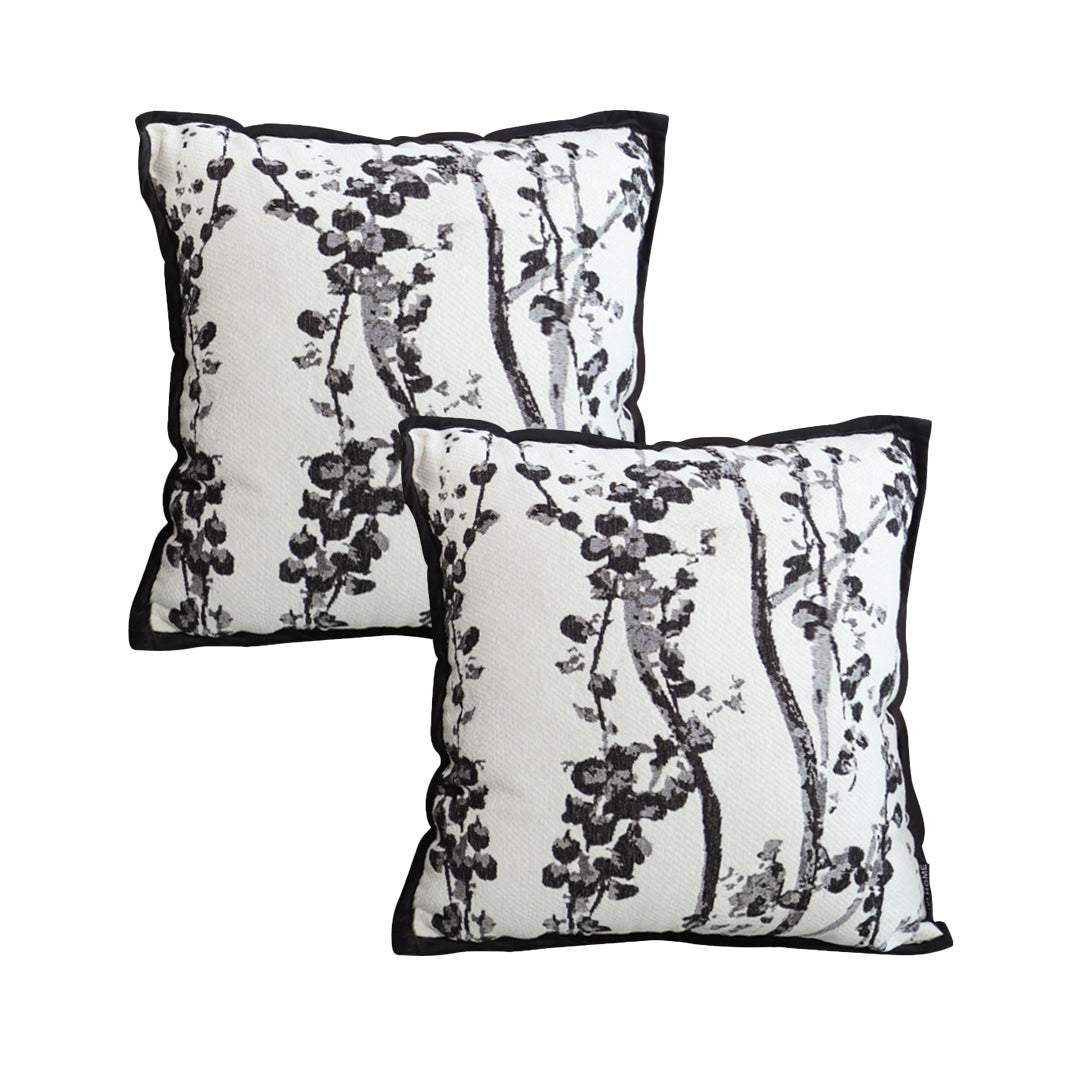 SOGA 2X 45cm Black & White Botanical Modern Pillowcase