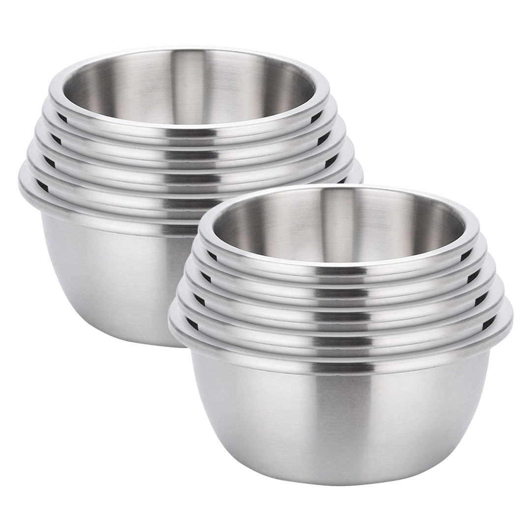 SOGA 2X 5Pcs Deepen Matte Stainless Steel Stackable Baking Washing Mixing Bowls Set Food Storage Basin