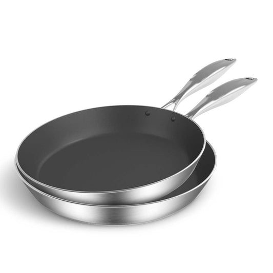 SOGA Stainless Steel Fry Pan 20cm 24cm Frying Pan Skillet Induction Non Stick Interior FryPan