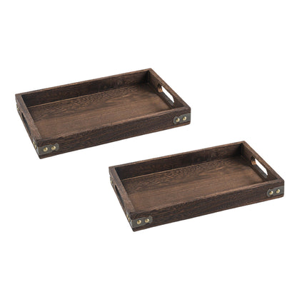 SOGA 2X Medium Walnut Rectangle Wooden Tray Breakfast Dinner Serving Board Tea Set Holder Kitchen Home Decor